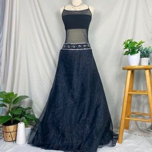 1990s gothic black mesh prom dress💀